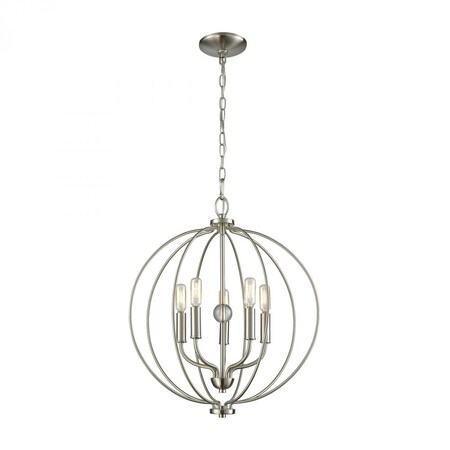 Thomas Williamsport 5-Light Chandelier in in Brushed Nickel with Clear Glass CN15752